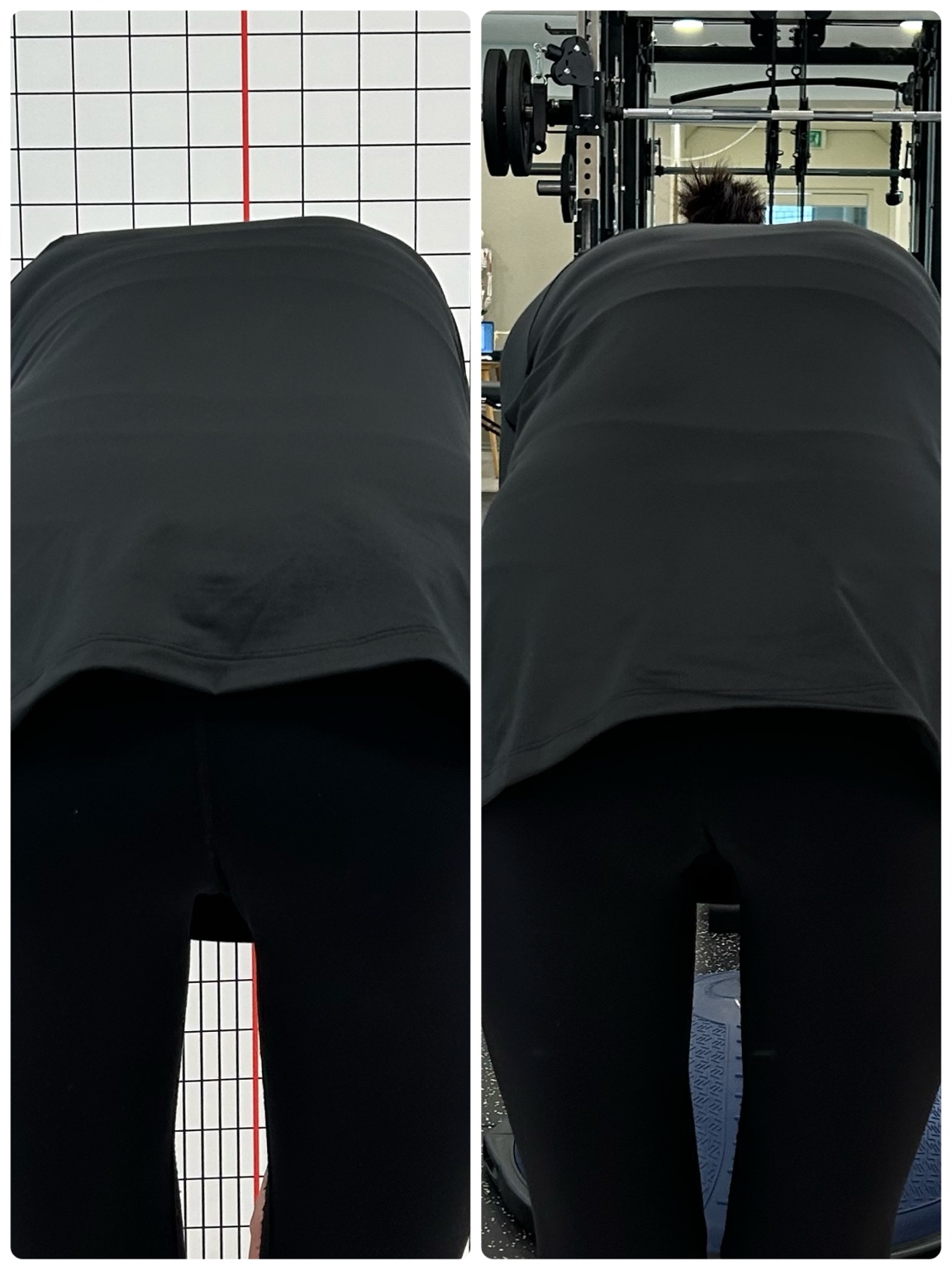 상체를 숙인 자세 비교 기록