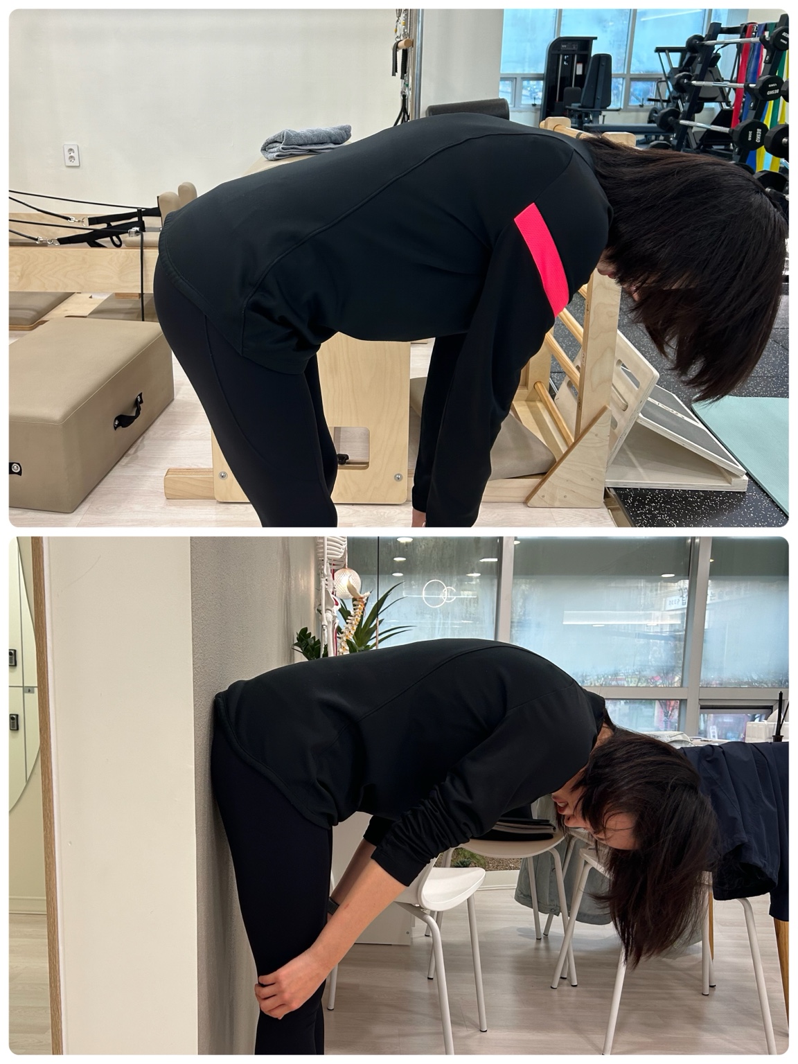 상체를 앞으로 숙이는 동작 비교